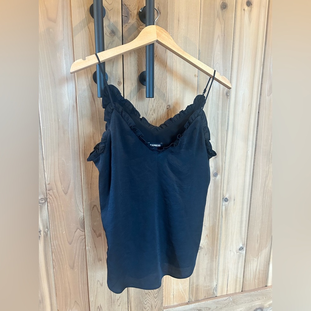 Express Black Ruffle-Trim Camisole